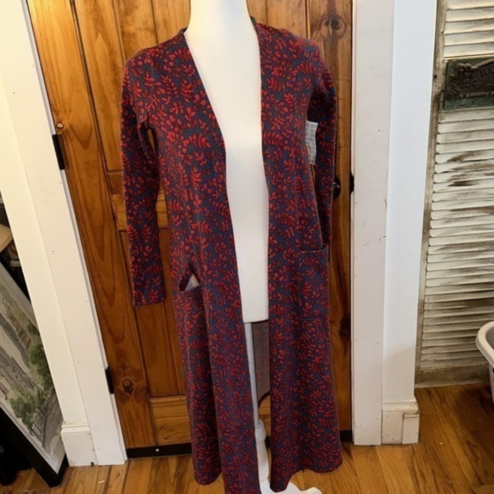 LulaRoe duster style red and blue  robe  size XS
